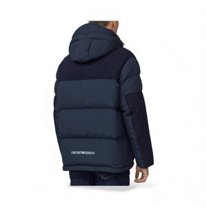 Emporio Armani Dark Blue Hooded Puffer Jacket Men